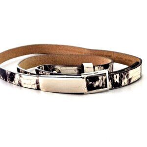 White House Black Market Snakeskin Belt with Silver Buckle